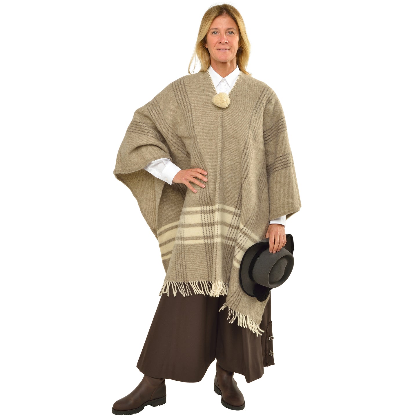 Beigefarbener Poncho