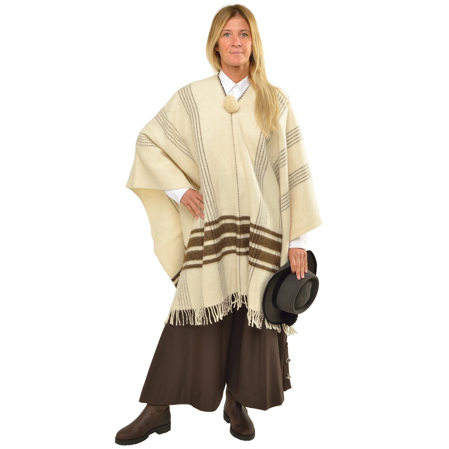 Weißer Poncho